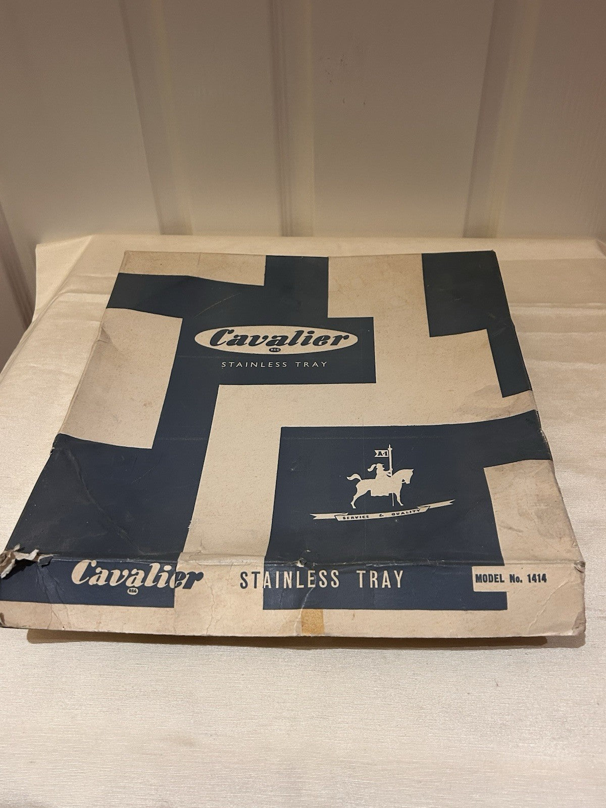 Vintage Cavalier Stainless Steel Serving Tray Model 1414 Boxed Retro