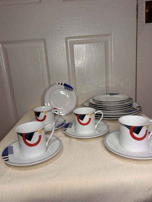 Mikasa Maxima High Spirits Dinner Set 14pc Memphis Style 1980s Japan 