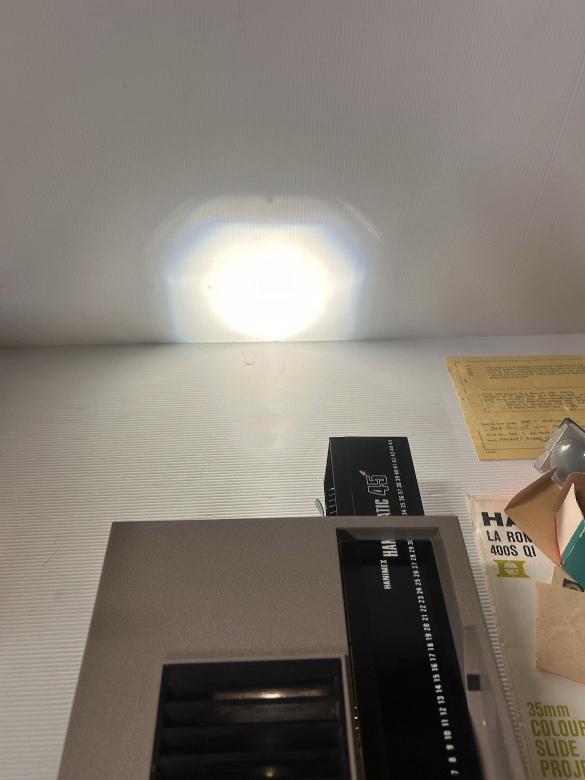 Hanimex Rondette 35mm Colour Slide Projector 1973 Boxed Working w/ Papers