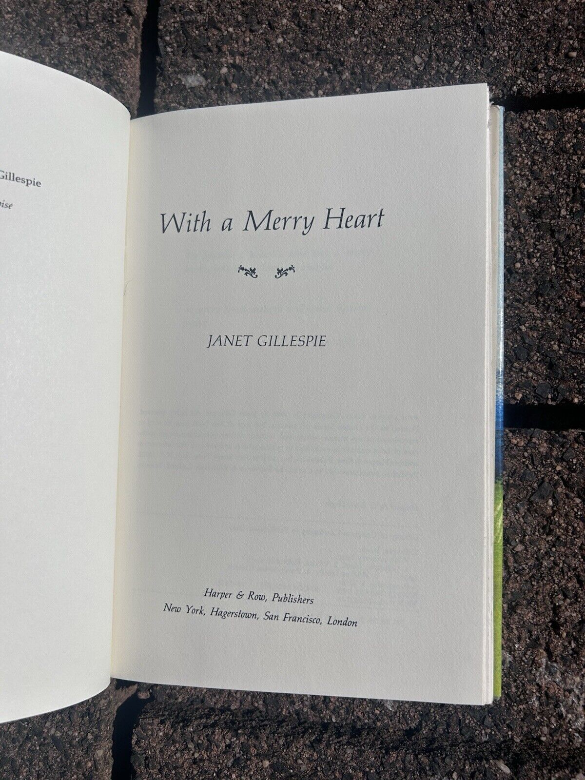 With A Merry Heart by Janet Gillespie First Edition Hard Cover and Dust Jacket