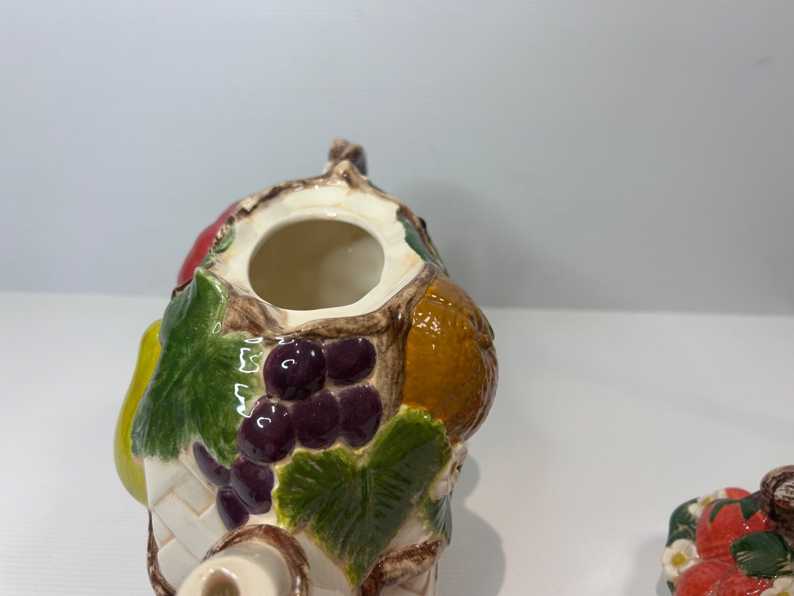 Vintage Fruit Basket Teapot – 1980s Retro Kitchen Style – 1950s Inspired Ceramic