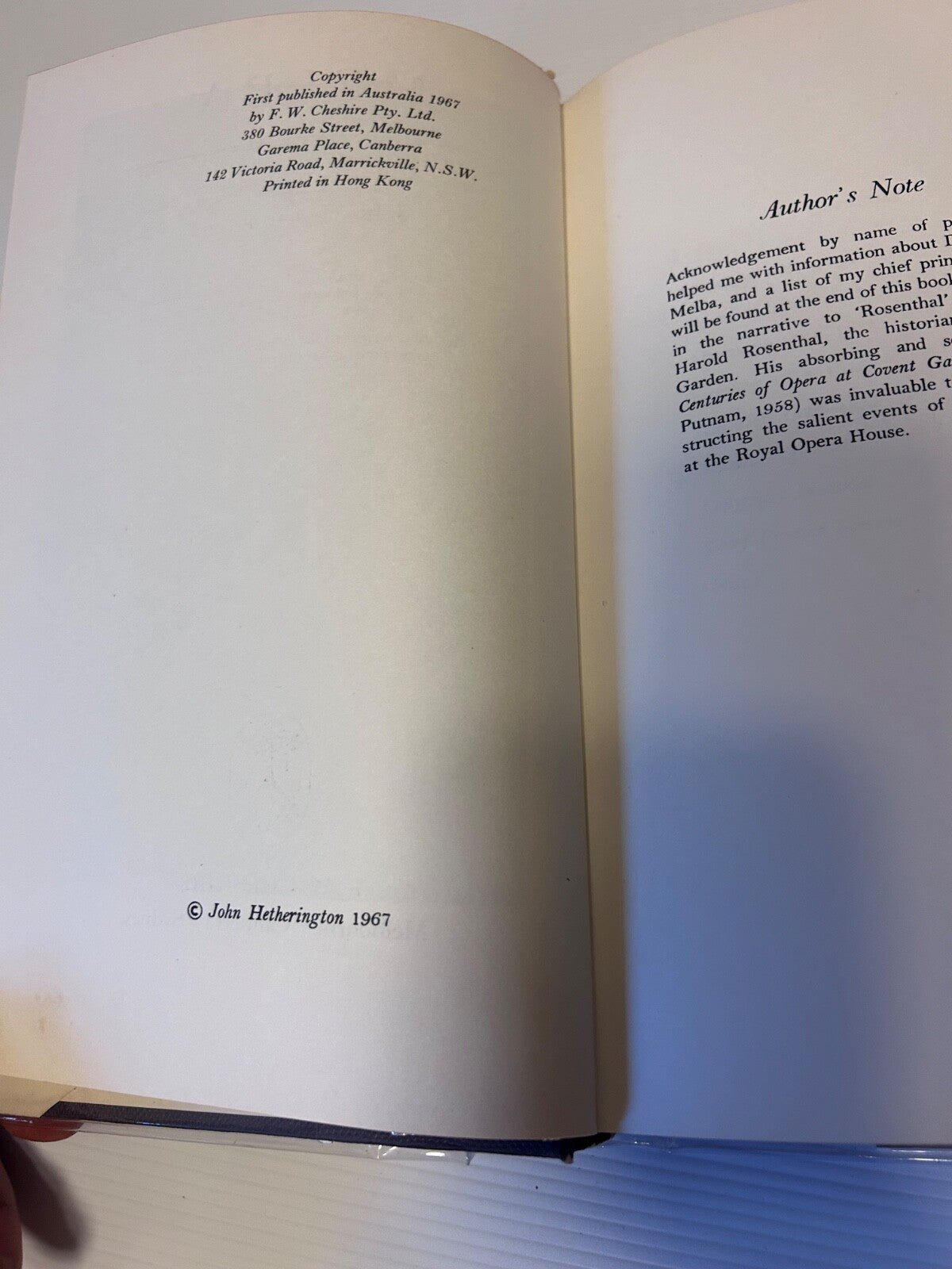 Melba Biography John Hetherington 1967 HC DJ 1st Ed Cheshire Opera 312pp