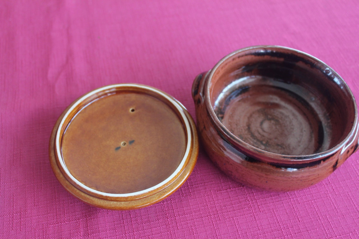 Vintage Studio Pottery Lidded Casserole / Covered Dish – Earthy Brown Glaze