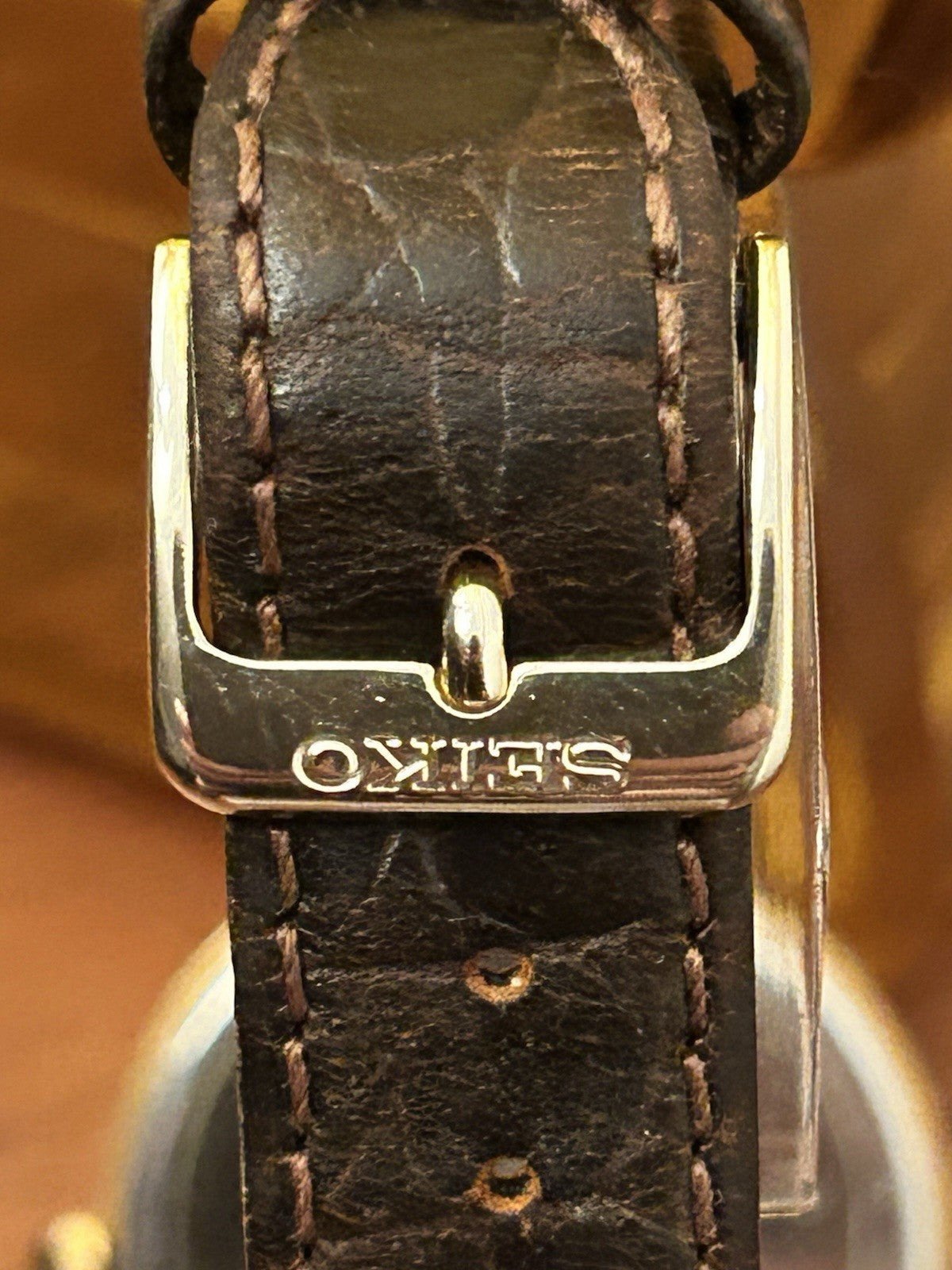 Vintage Seiko Quartz Mens Dress Watch Date 7N32-0C10 Japan Gold Tone 1990s