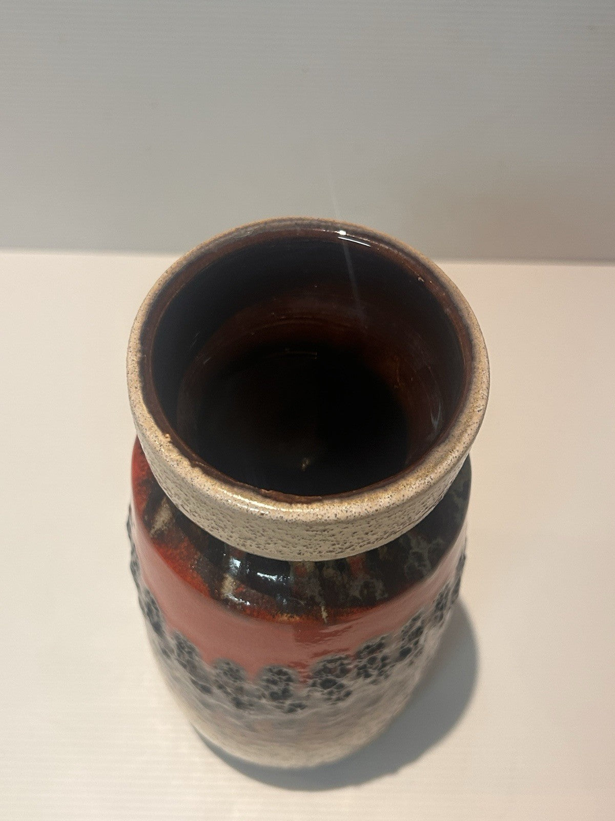 Scheurich Fat Lava Vase 242-22 West German Pottery 1960s 22cm Red Lava Glaze