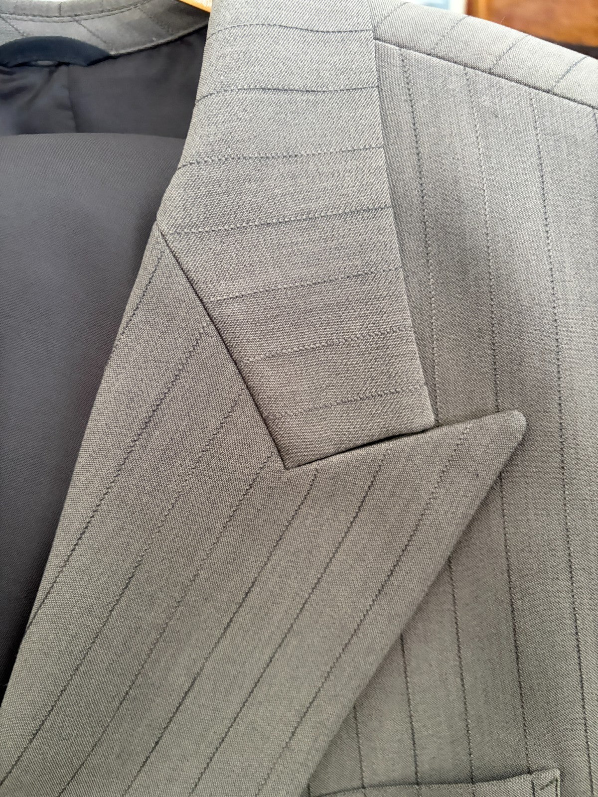 Vintage Giorgio Armani Grey Pinstripe Double Breasted Blazer Jacket Mens
