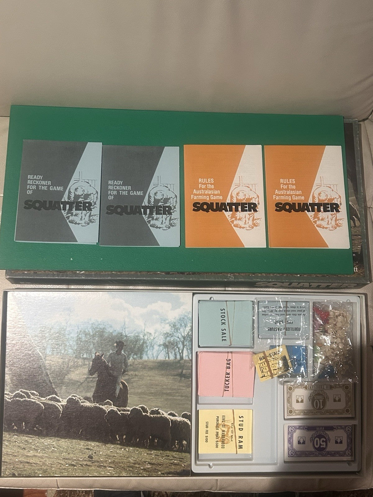 Vintage SQUATTER Board Game – Complete Unused Contents – Murfett Australia