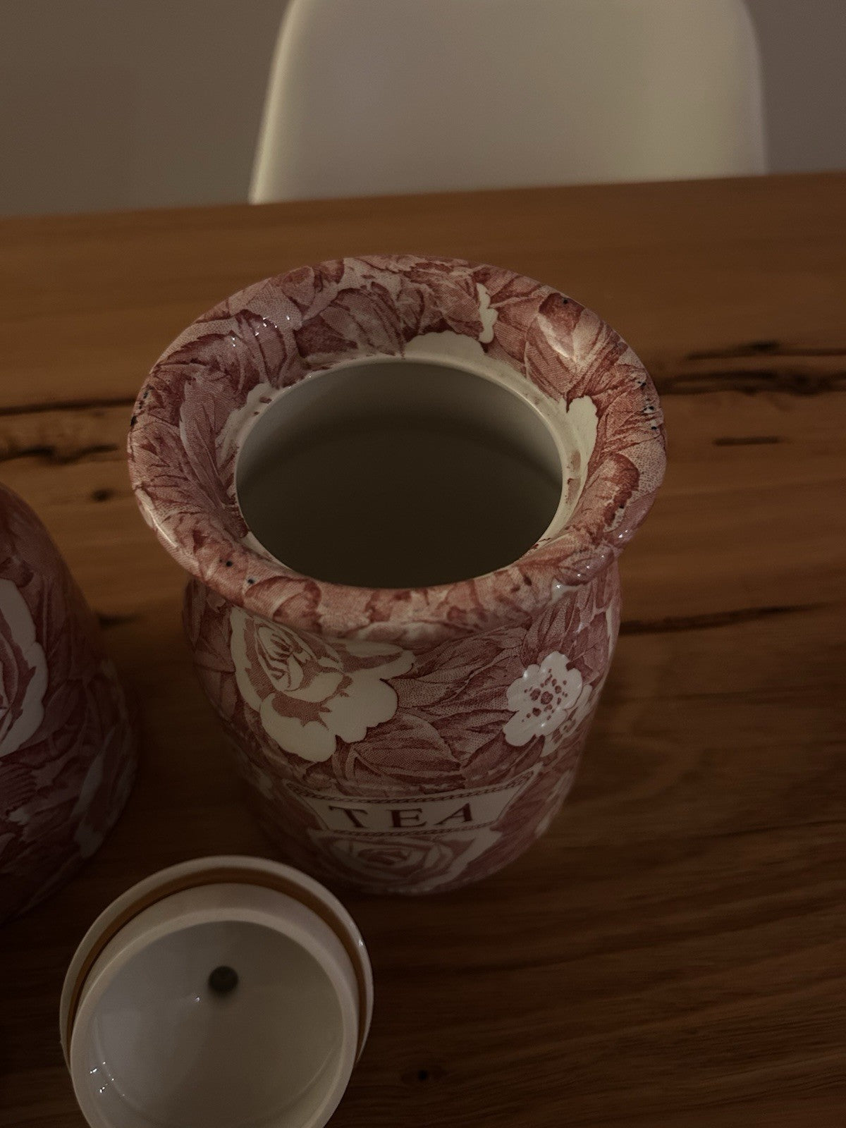 Vintage Burleigh Victoria China Tea Coffee Sugar Canisters Red Floral Set