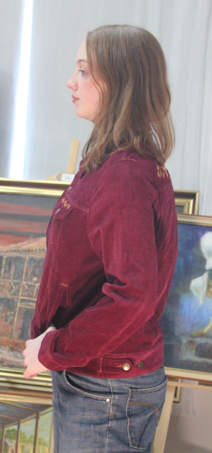Arnhem Ginger Cord Jacket Tawny Port Size 16 Floral Embroidered NWT Boho