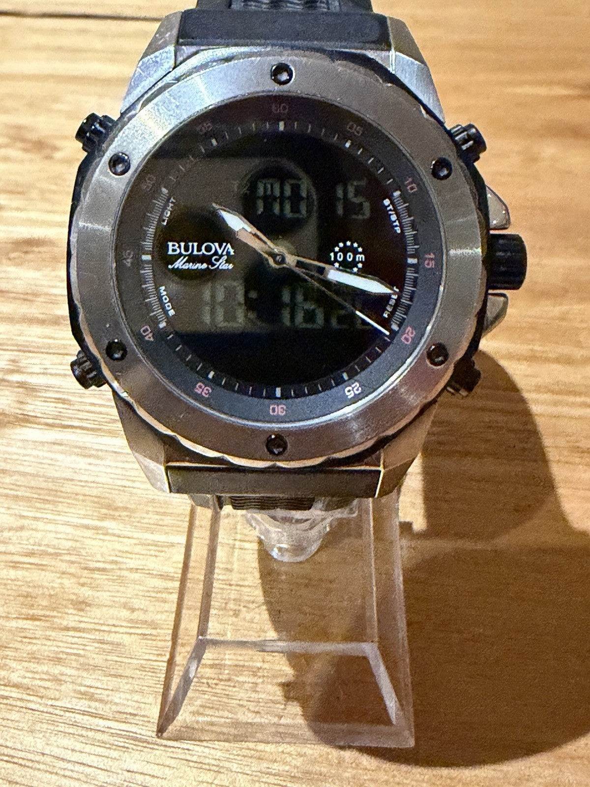 Bulova Marine Star 98C119 Ana Digital Watch 100M Rare New Batteries Working