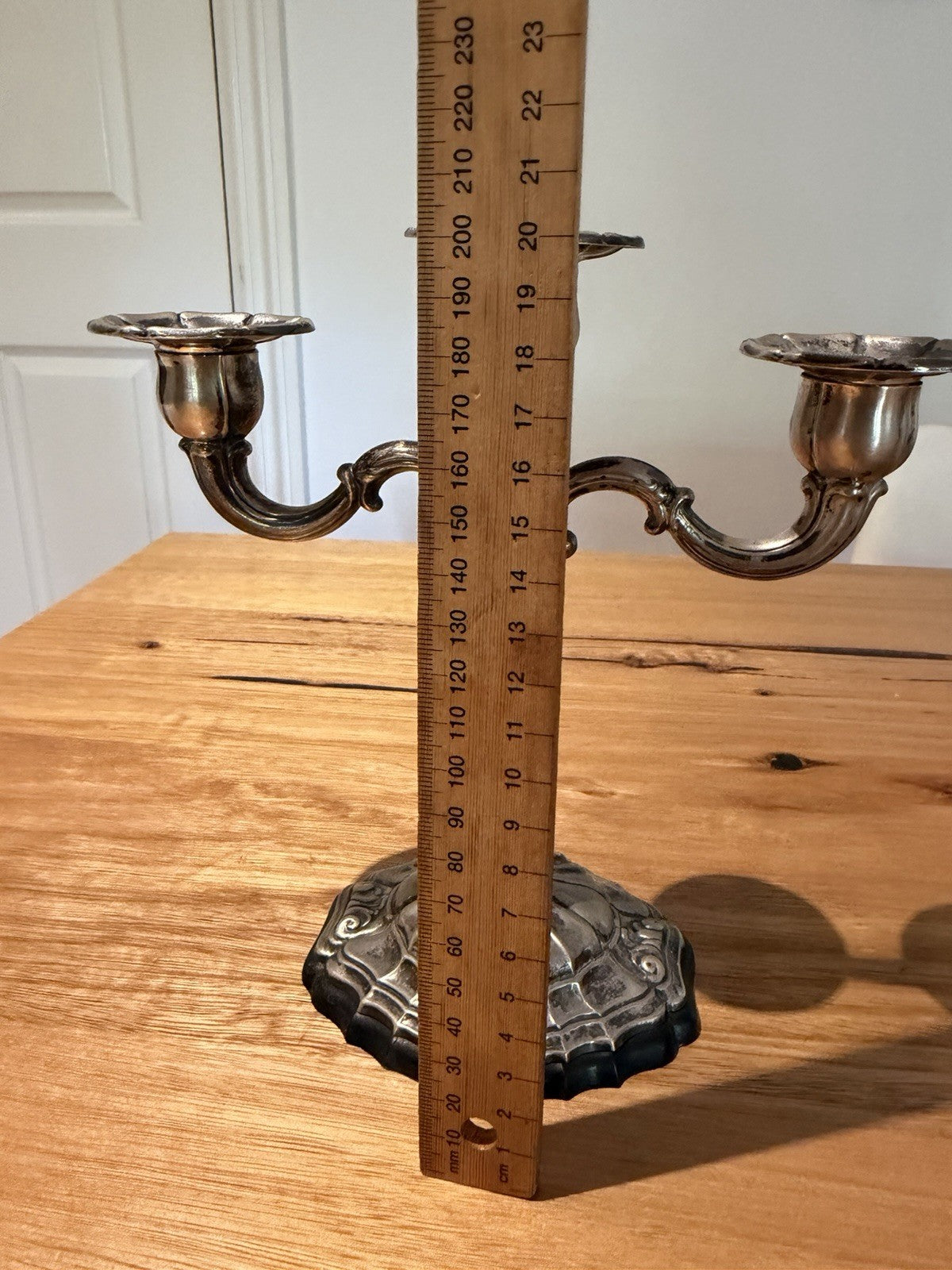Italian 800 Silver 3 Light Candelabrum 28 VC Vercelli C1950s Vintage