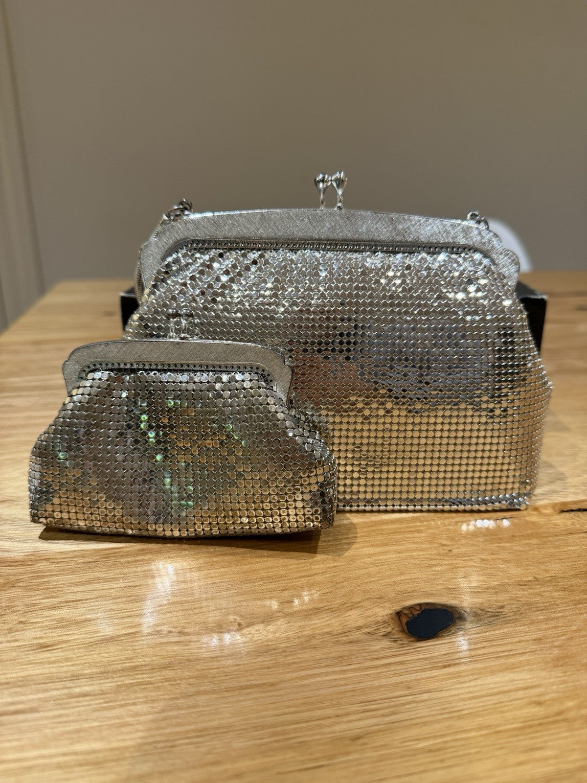 Vintage Oroton Mesh Evening Bag & Coin Purse Set Silver Tone Australia
