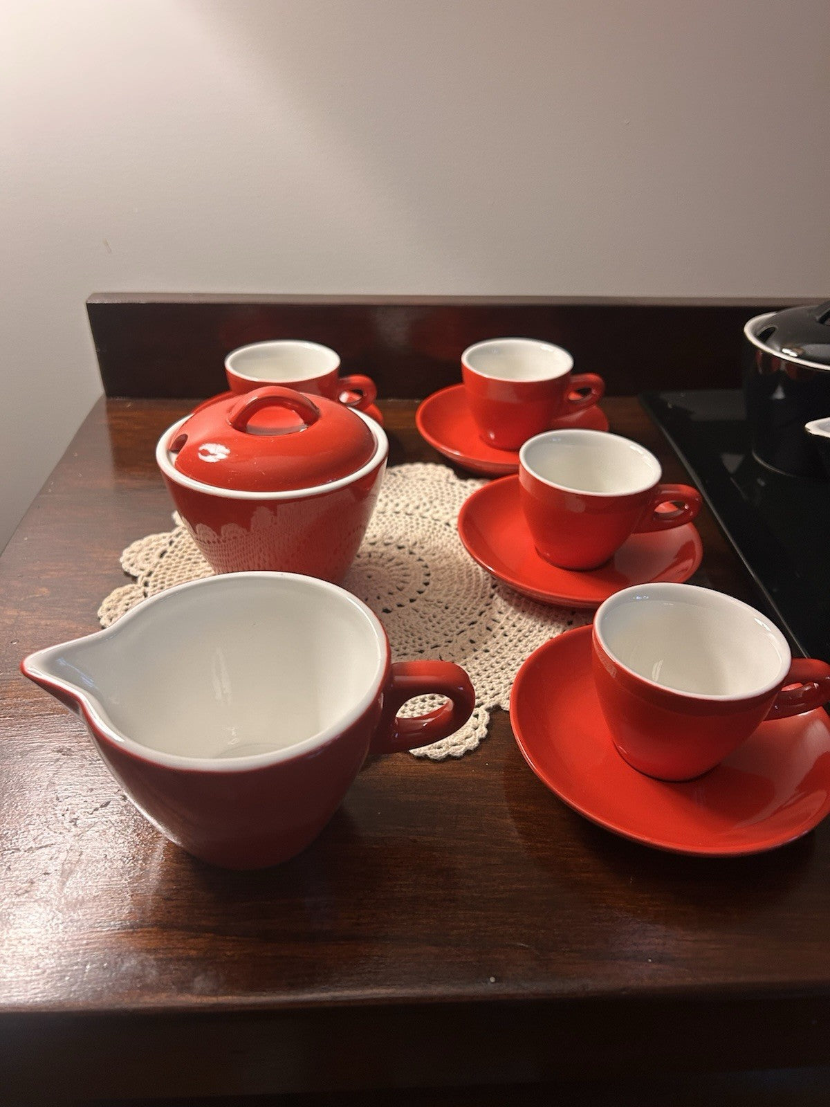 Maxwell & Williams Café Collection Red & Black Coffee/Tea Set 