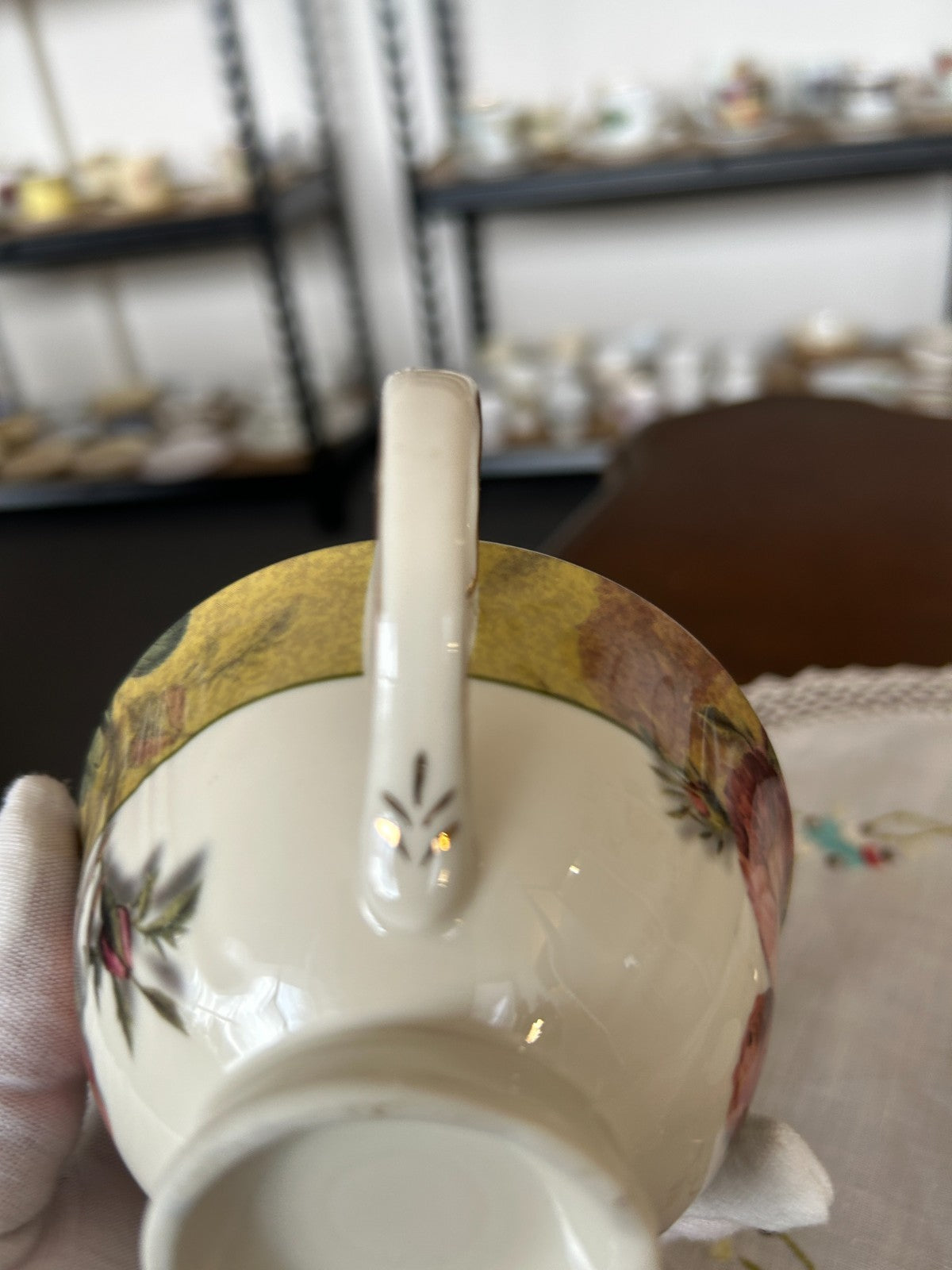 Vintage Floral Rose Teacup & Saucer Gold Trim Bone China
