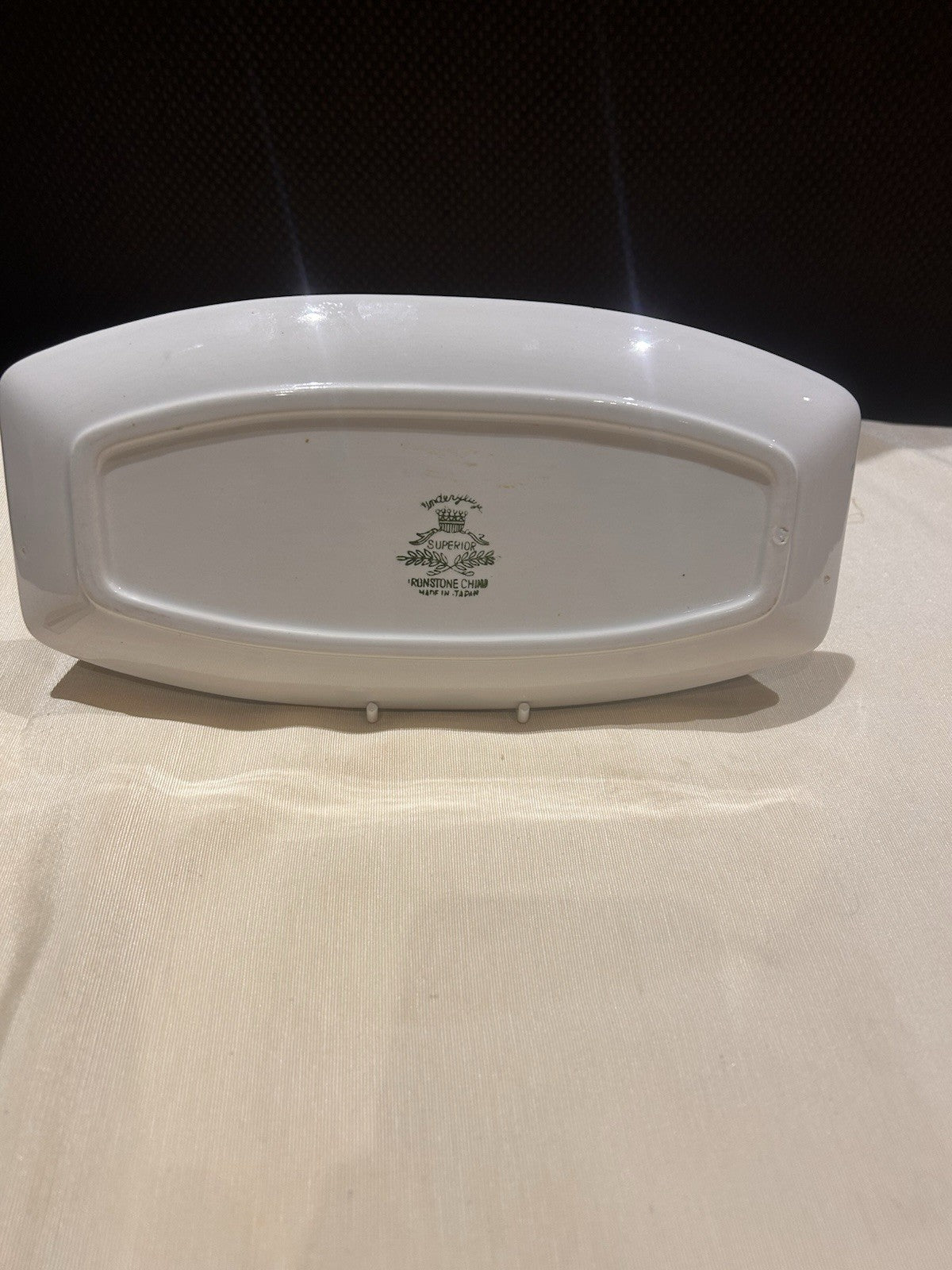 Vintage Superior Ironstone Oblong Serving Dish Blue Floral Japan c1950s