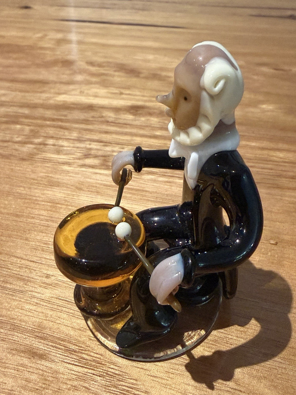 Jaroslav Brychta Attrib Czech ZBS Lampwork Glass Drummer Figurine Vintage