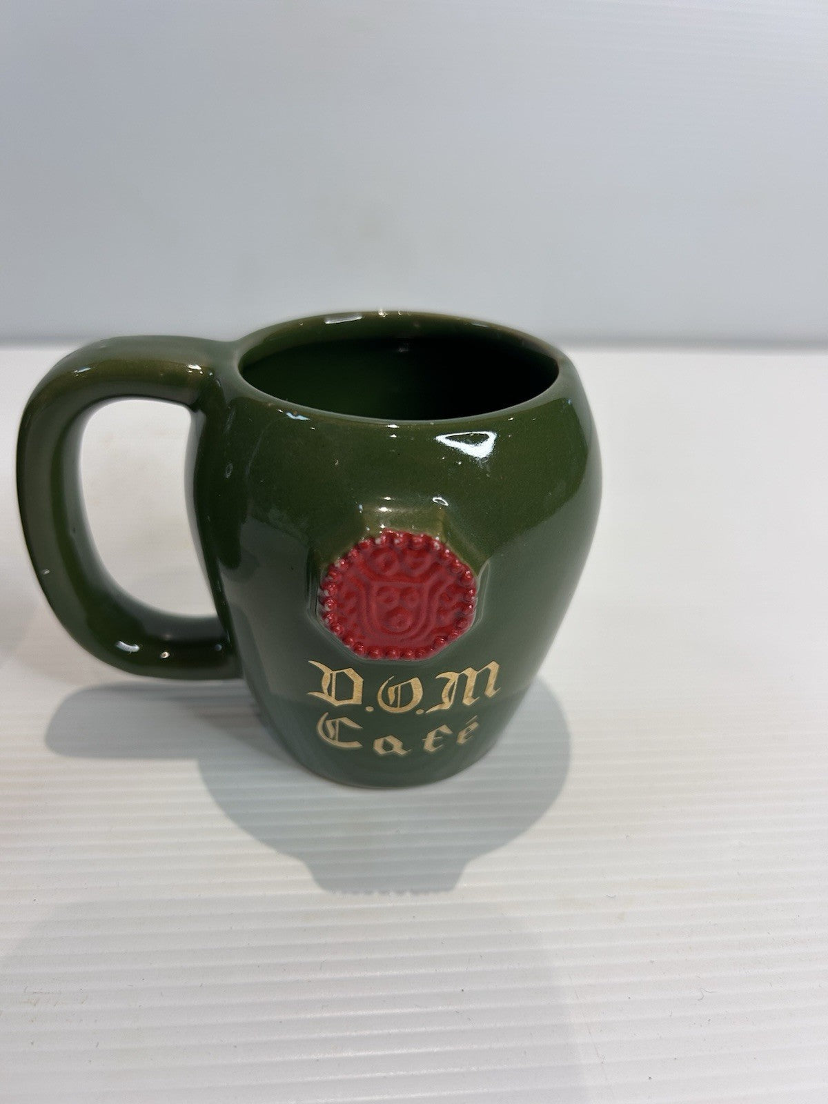 DOM Café Green Ceramic Mugs Set of 2 – Vintage Brandy Barrel Cups Espresso