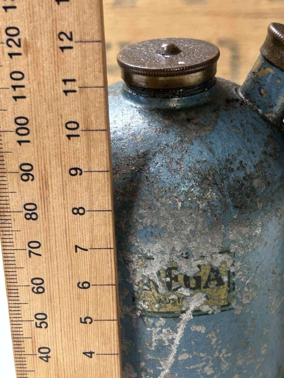 Vintage Rega Blue Oil Can Oiler Tin Industrial Garage Tool – Made in Australia