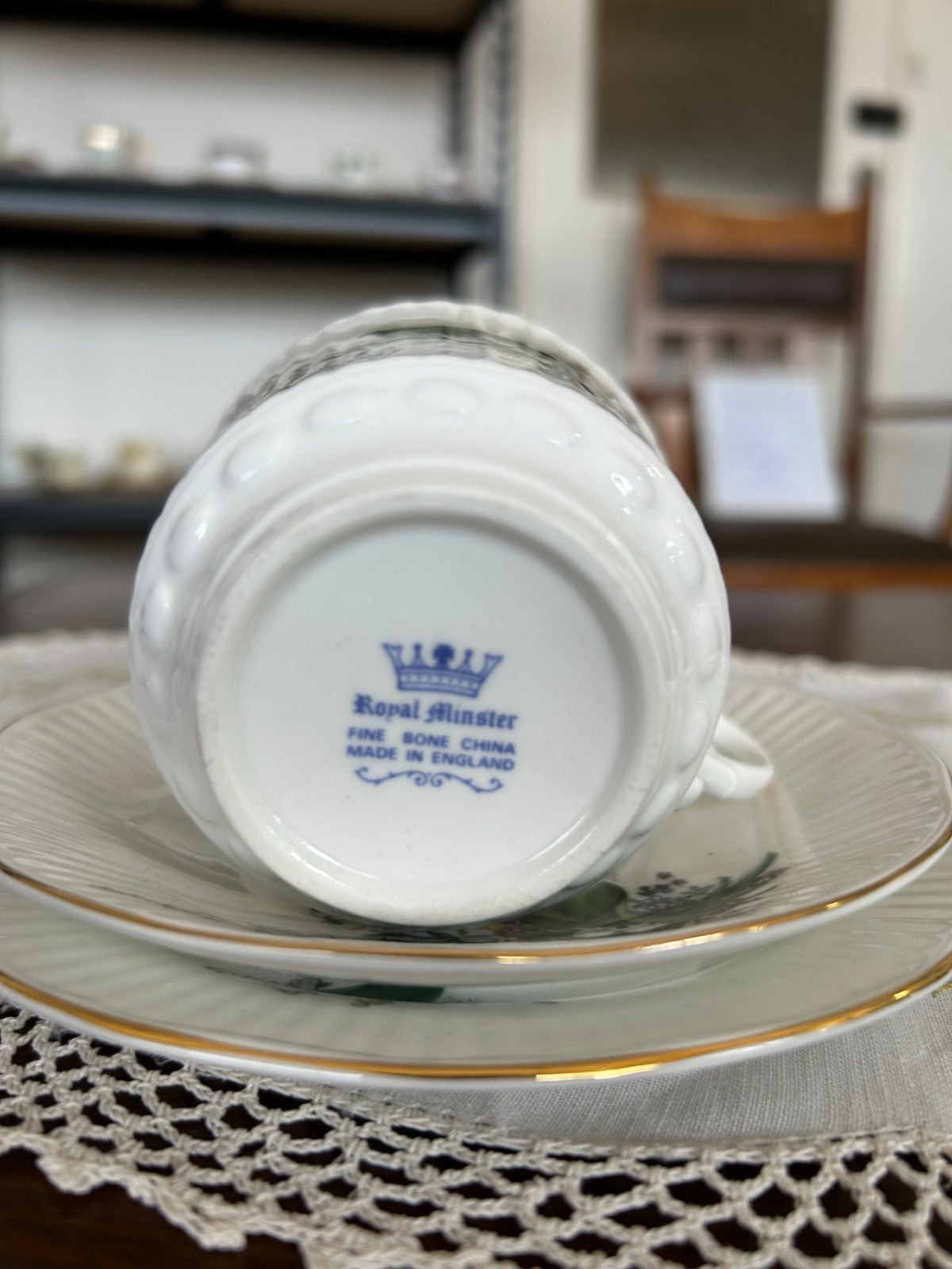 Royal Minster Lily of the Valley Fine Bone china Tea cup Trio