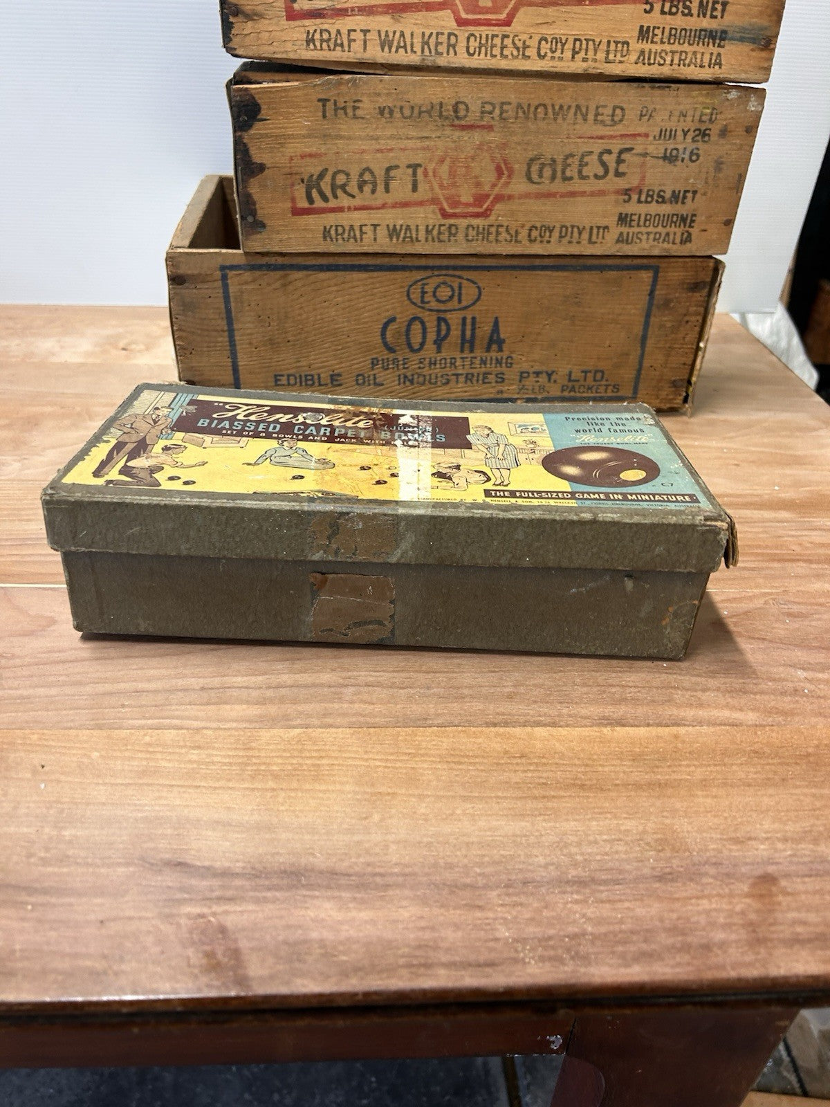 Vintage Henselite Junior Biassed Carpet Bowls Set in Box Melbourne Australia