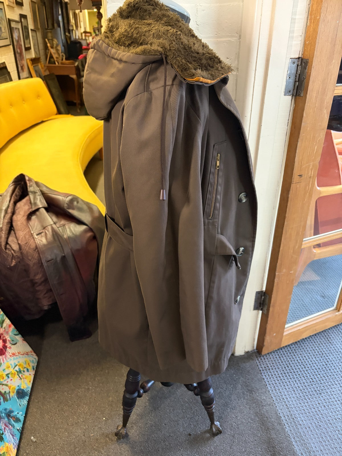 Vintage Oratop Trimtex Winter Coat Detachable Hood Faux Fur Liner Brown