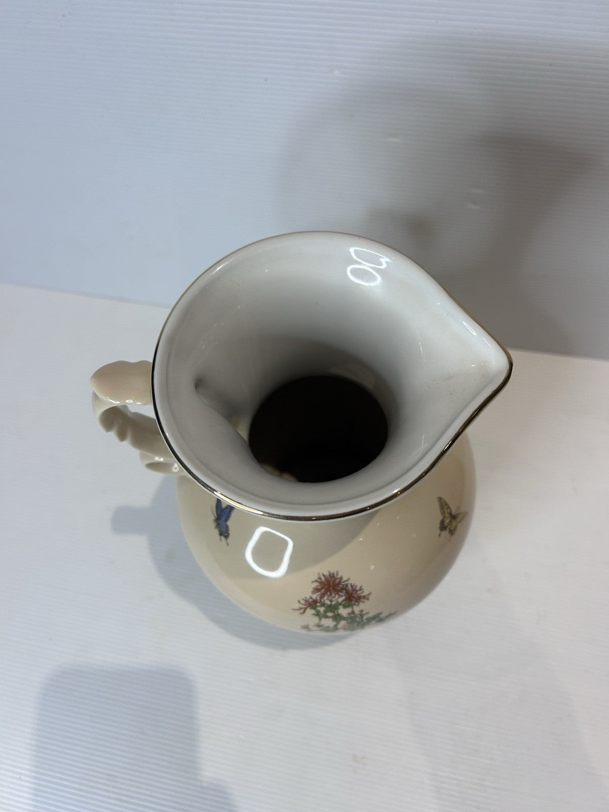 Vintage Shibata Japan Ceramic Jug – Chrysanthemum & Bird Motif – 26cm