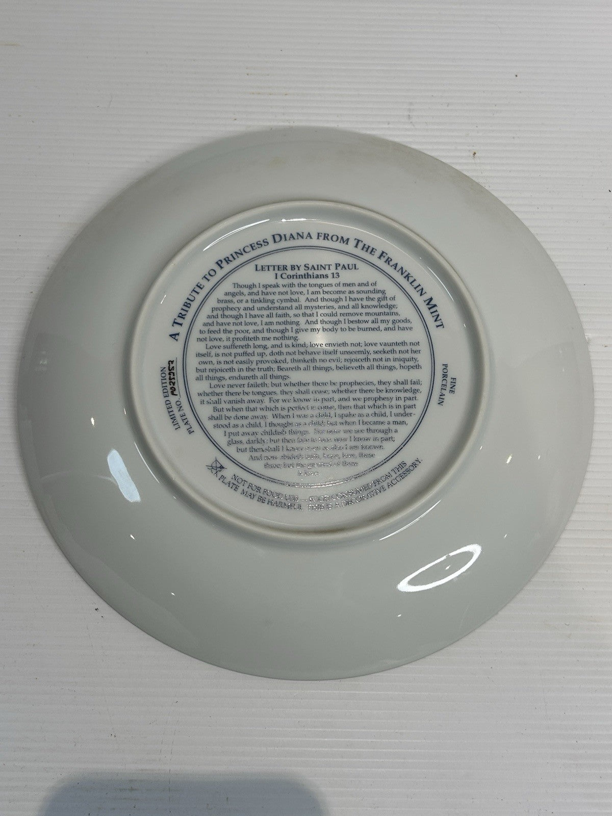 Princess Diana 1961–1997 Franklin Mint Commemorative Plate Collector’s Edition
