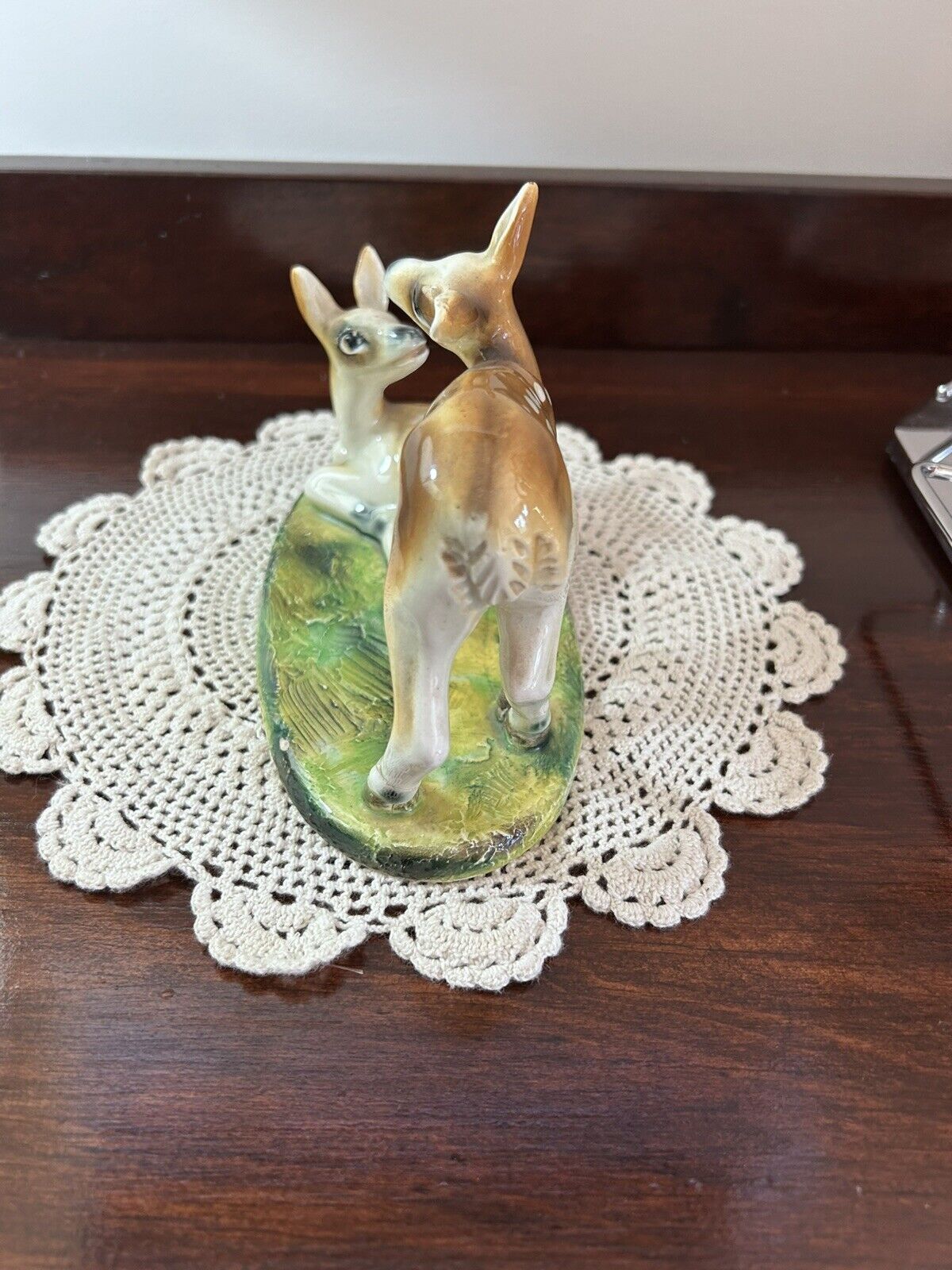 Vintage Deer Fawn Doe Forrest Meadow Porcelain Figurine Signed Made in Italy