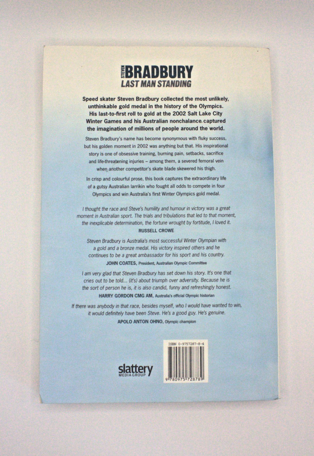 Steven Bradbury, Last Man Standing, Signed Olympic Autobiography 2011