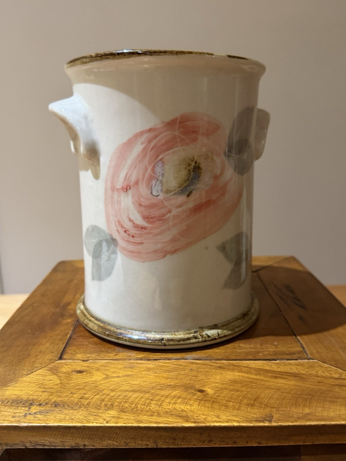 Robert Gordon Australia Hand Painted Pink Rose Vase 18cm Art Pottery Vintage