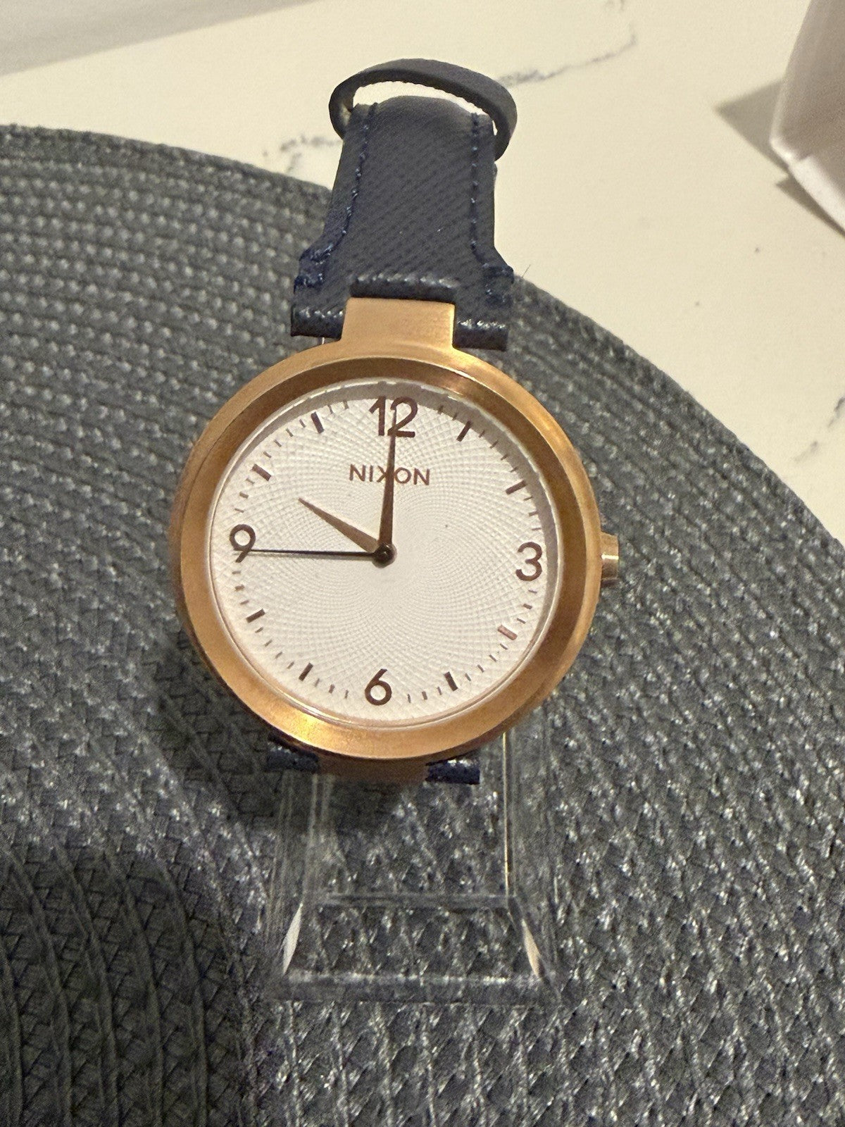 Nixon The Chameleon Gold Tone Blue Leather Quartz Watch Japan Movt 50m
