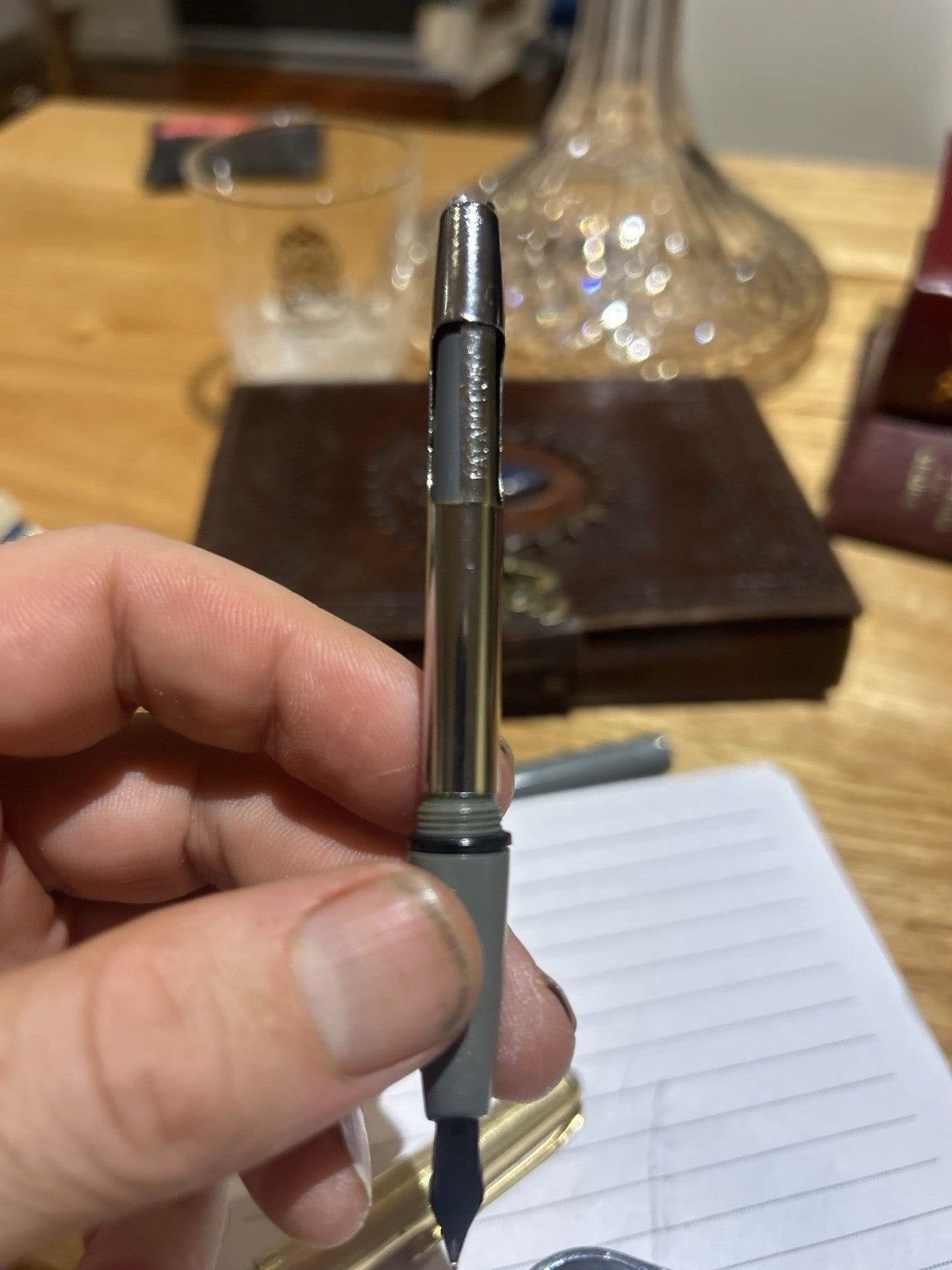 Vintage Conway Stewart Fountain Pen & Pencil Set 14ct Nib 12ct RG Grey Cased