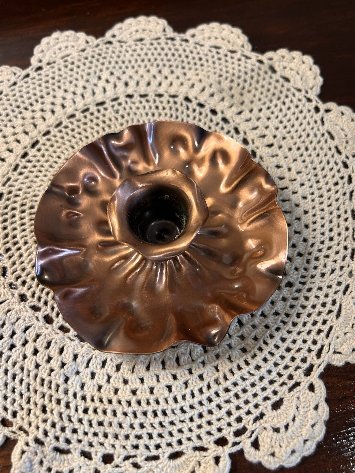 Gregorian Solid Copper Candle Holder Handcrafted USA Vintage Mid Century