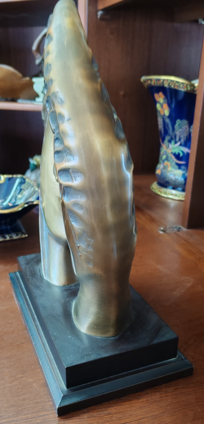 Vintage Modernist Bronze-Tone Sculpture – Two Faces / Lovers Embrace