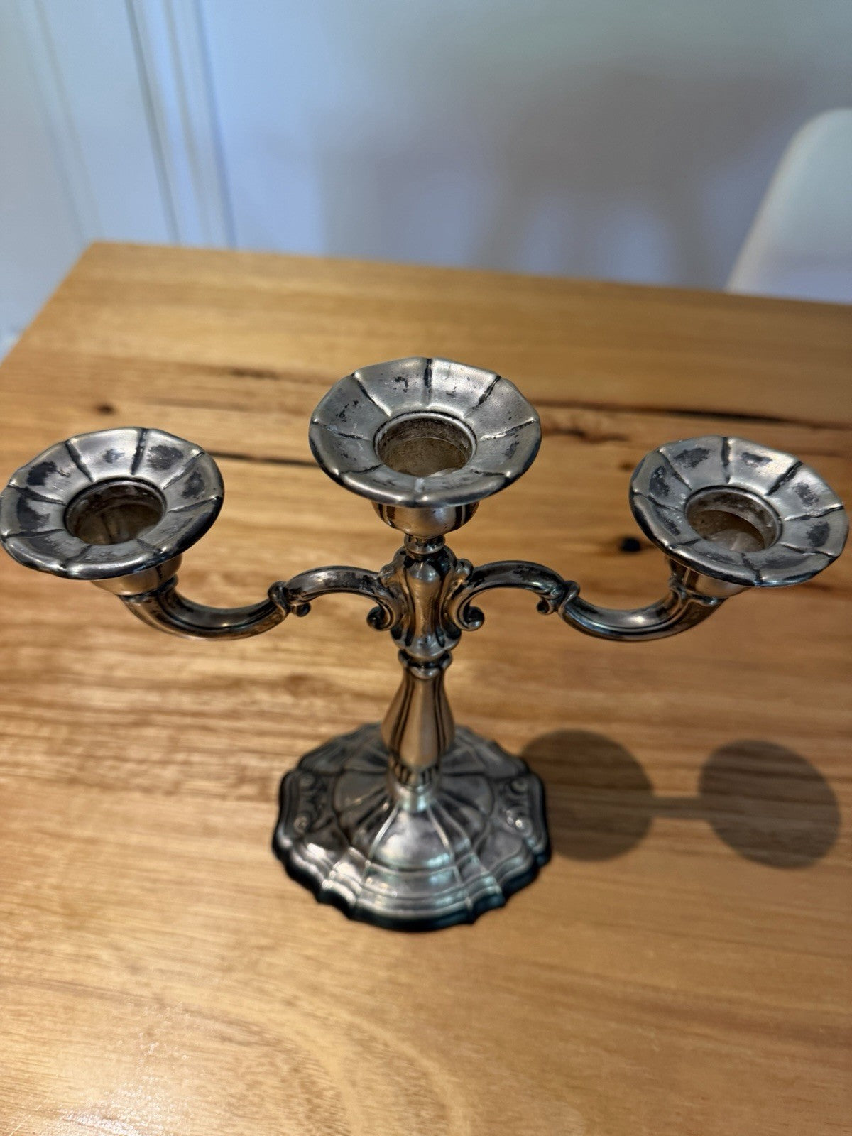Italian 800 Silver 3 Light Candelabrum 28 VC Vercelli C1950s Vintage