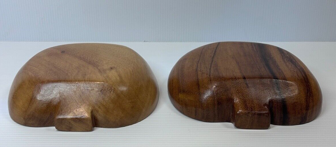 Vintage Wooden Apple-Shaped Bowls – Set of 2 – 1970s Hand-Carved