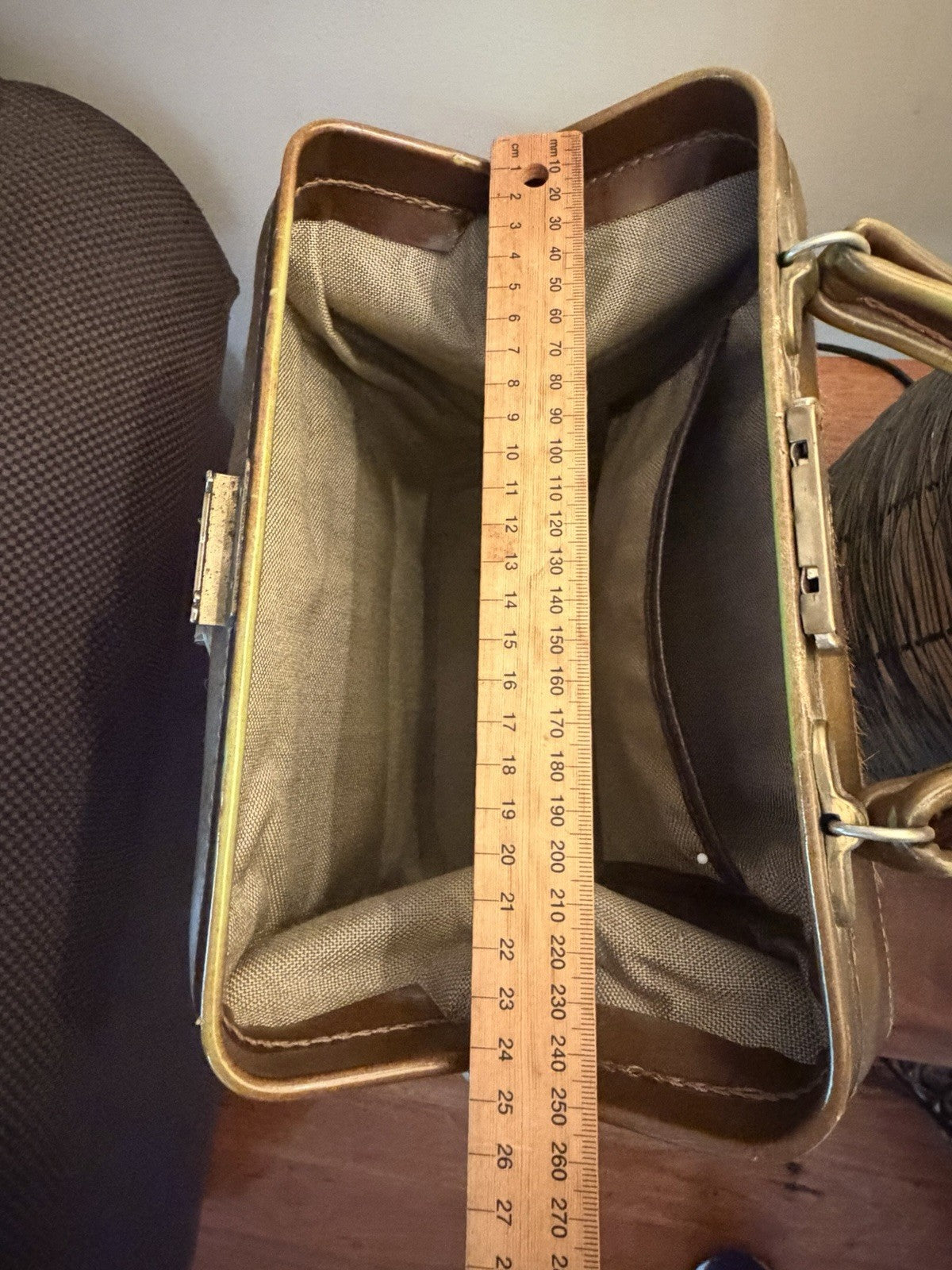 Vintage GOLD PFEIL Steer Hide Cowhide Doctor Bag Handbag Germany 1960s