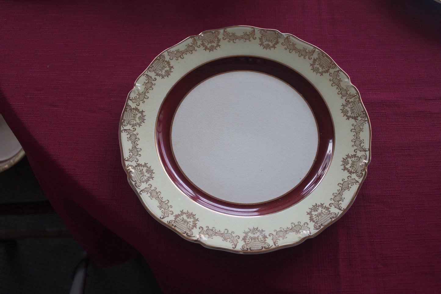 Midwinter Porcelain Burgundy & Gilt Dinner Tea Set for  6 England Vintage