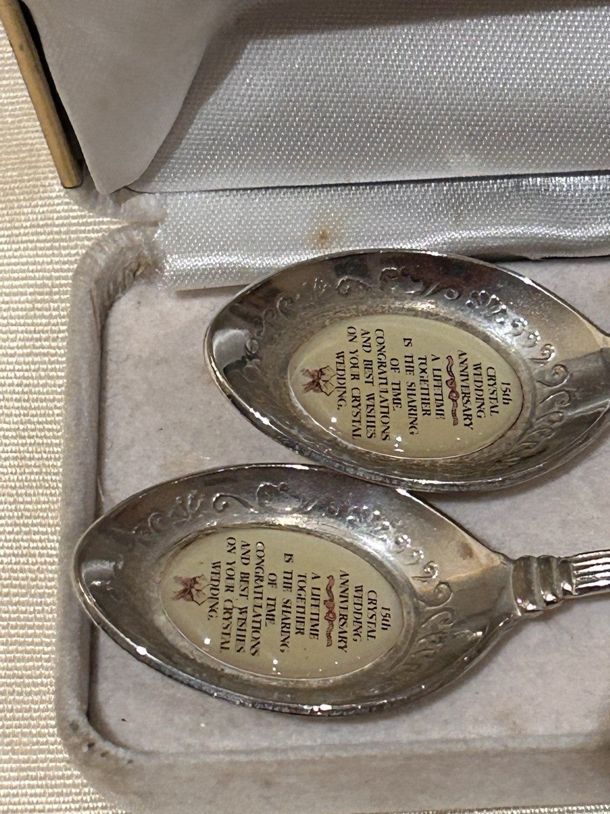 Vintage Crystal Wedding Anniversary Souvenir Spoons Pair Australian Gallery