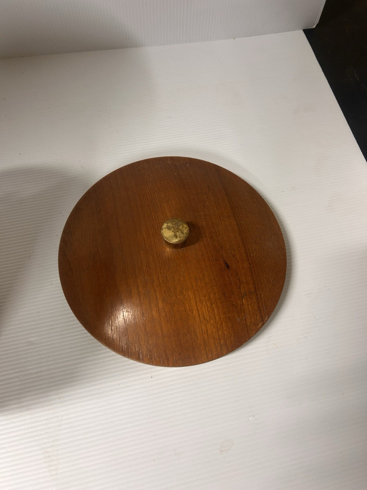 Mid-Century Ice Bucket Hand Painted Farm Scene Brass Trim