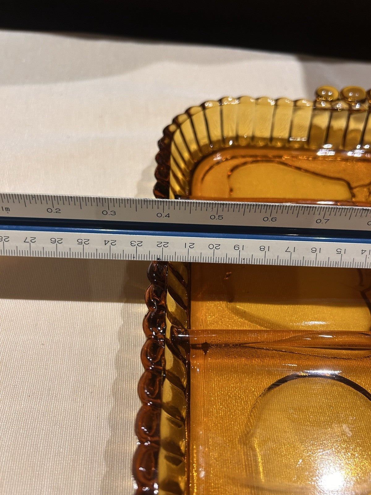 Indiana Glass Fruits Amber Glass Divided Platter Relish Tray Vintage