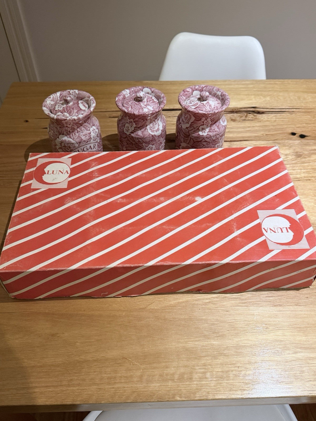 Luna Regent China Espresso Set Service 12 Pink Floral Boxed Demitasse