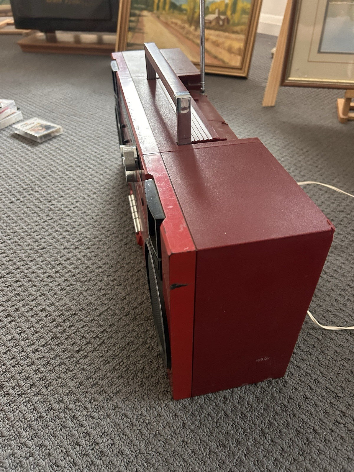 Vintage Sharp GF-A1 Red Boombox Cassette Radio | Tested & Tagged | Read Desc 