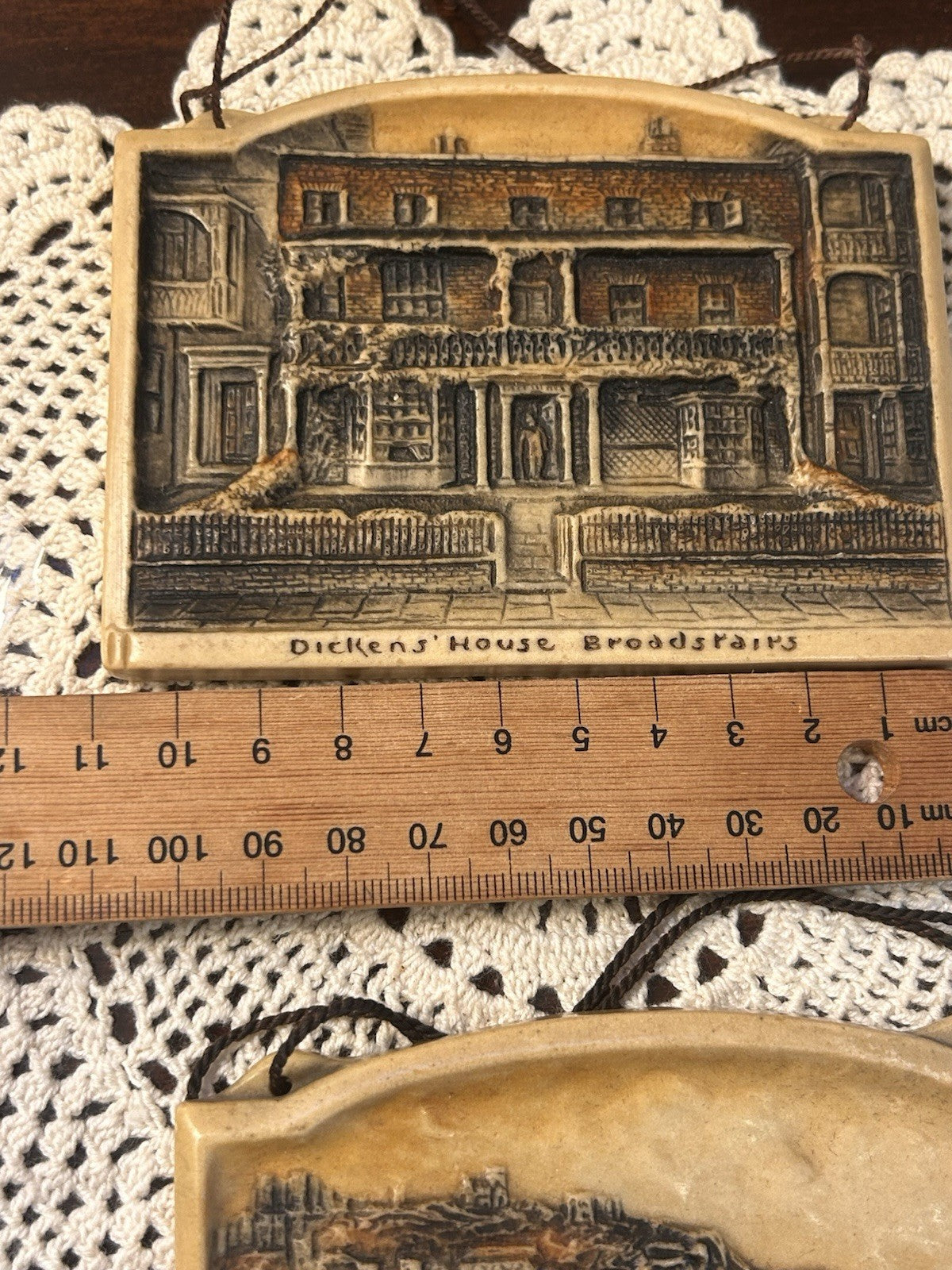 2x Vintage Ivorex Osborne Plaques Dickens’ House & Marine Parade Dover England