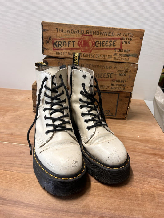 Dr Martens Jadon White Leather Platform Boots UK5 EU38 Docs 7USL DM080