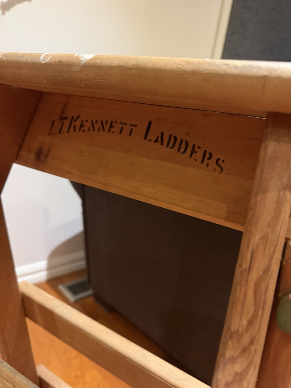 Vintage L Kennett Ladders Wooden Light House Step Ladder No 3 Industrial