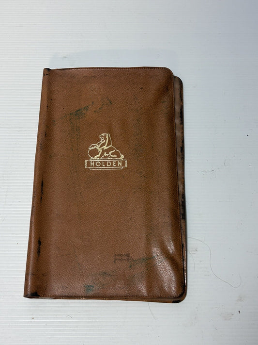 Vintage Holden Car Document Wallet 1960s-70s Lion Logo Brown Vinyl Folder