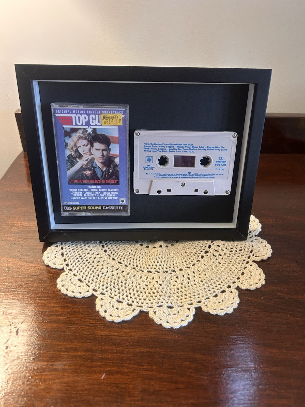 Top Gun Soundtrack Cassette 1986 Framed Display CBS Super Sound Kenny Loggins