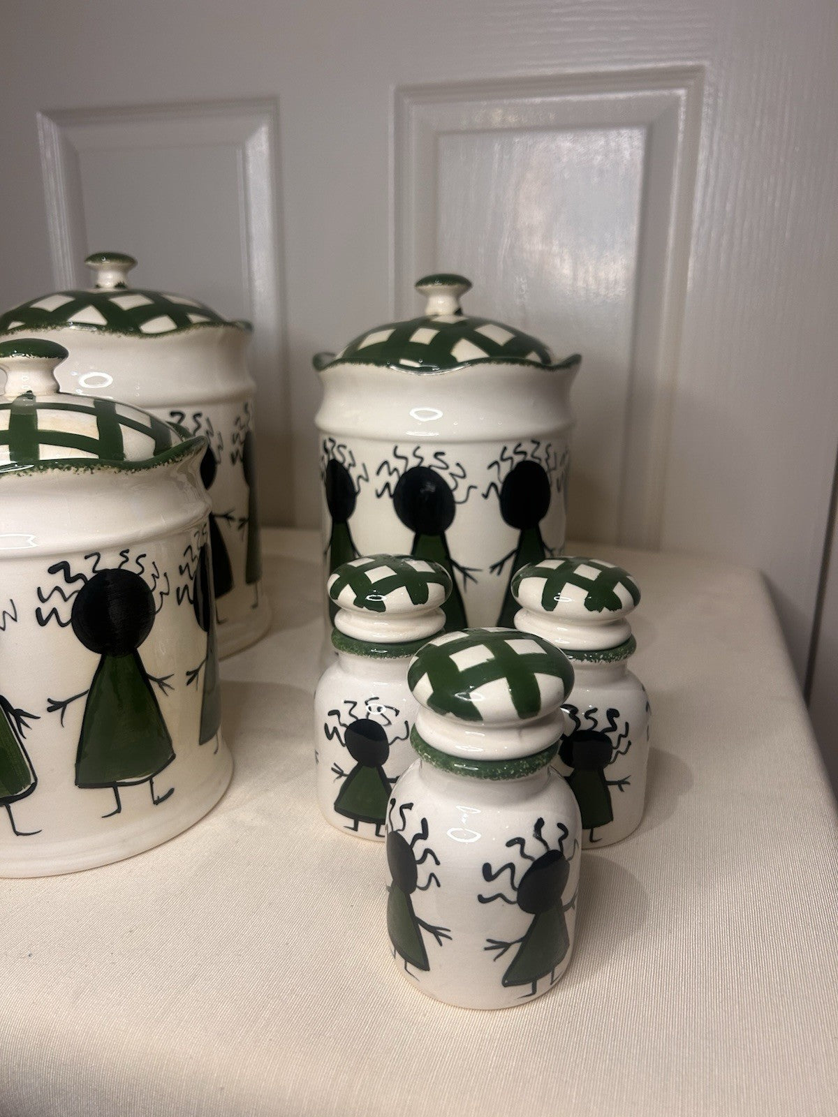 Kerry Alderuccio Hand Painted Canister Set – 6pc Ceramic Kitchen Storage 