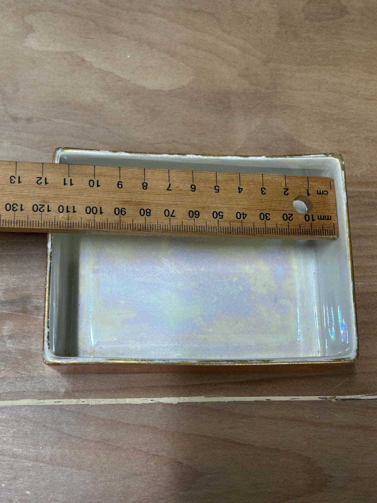 Early Carlton Ware W & R Rectangular Dish 1920s Orange Lustre England 12 × 8 cm